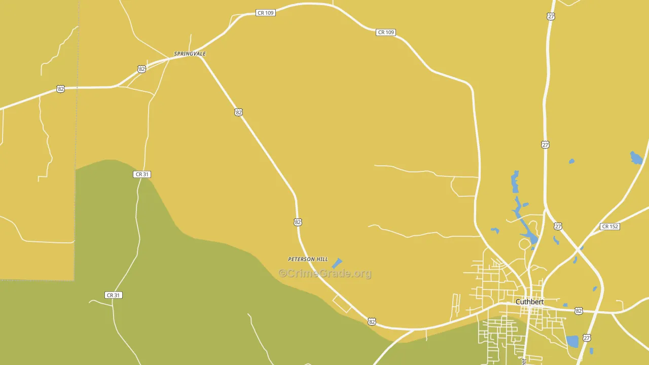 Springvale, GA Map of Vehicle Theft Rates