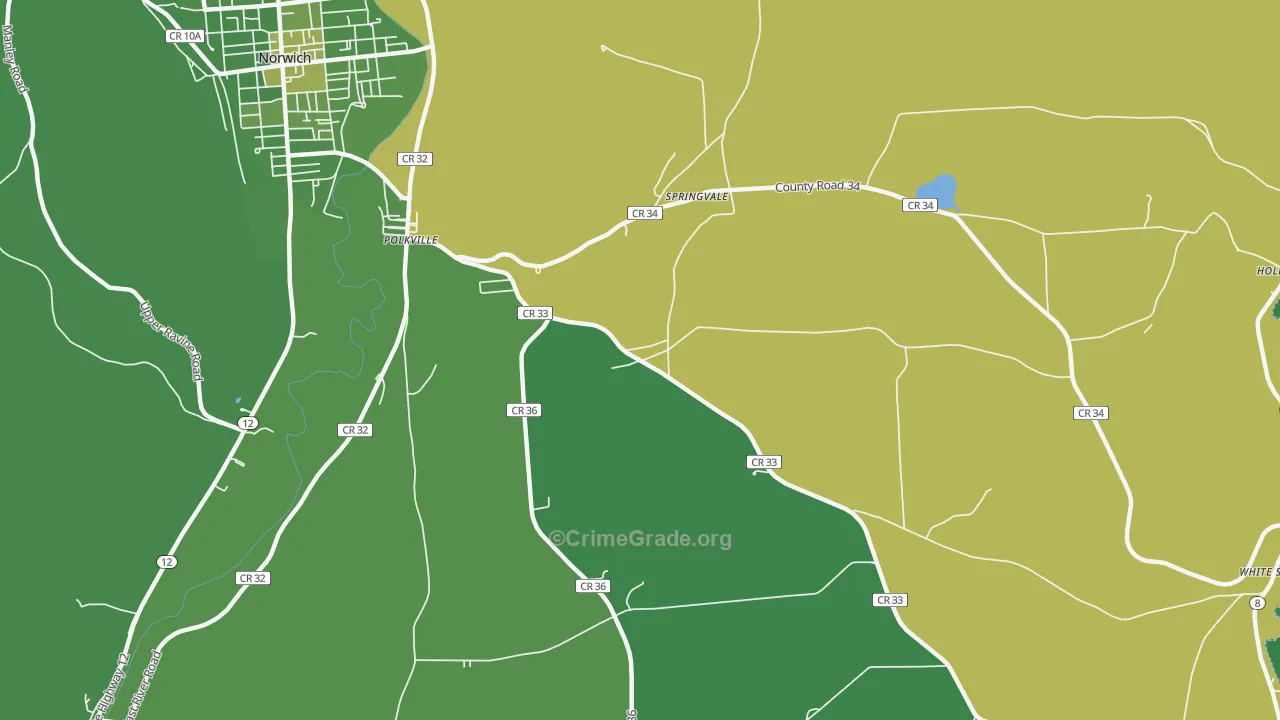 Springvale, NY Map of Vehicle Theft Rates