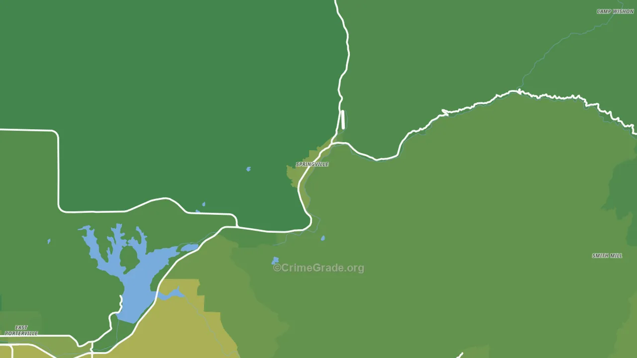 Springville, CA Map of Vehicle Theft Rates