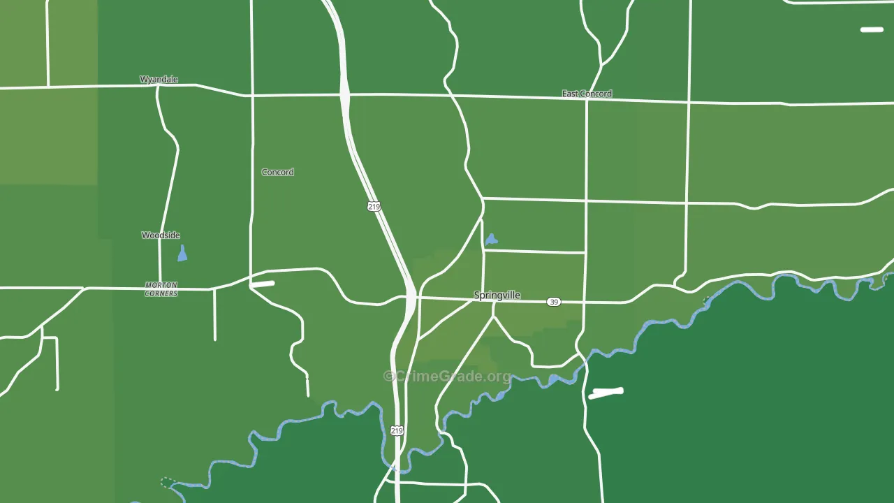 Springville, NY Map of Vehicle Theft Rates