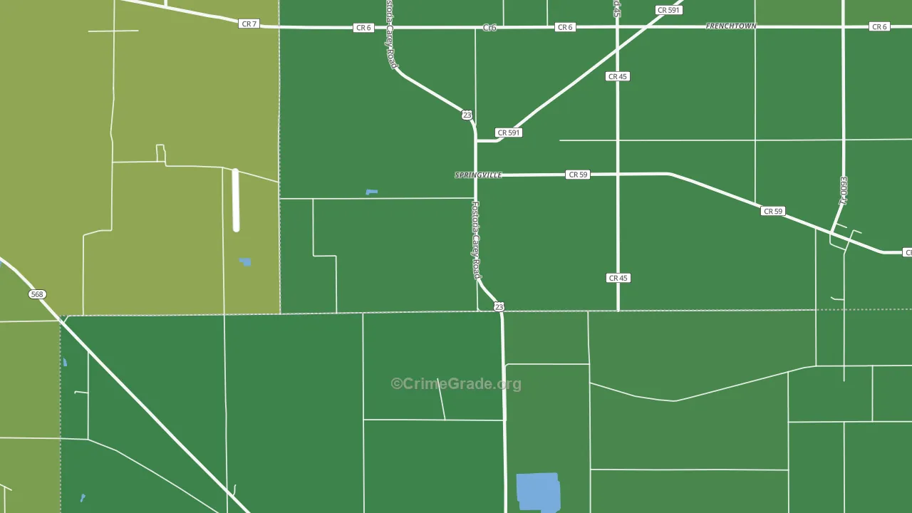 Springville, OH Map of Vehicle Theft Rates