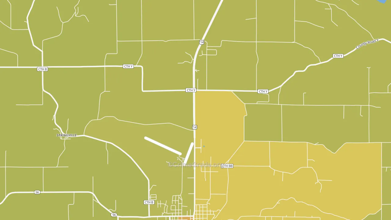 Springville, WI Map of Vehicle Theft Rates