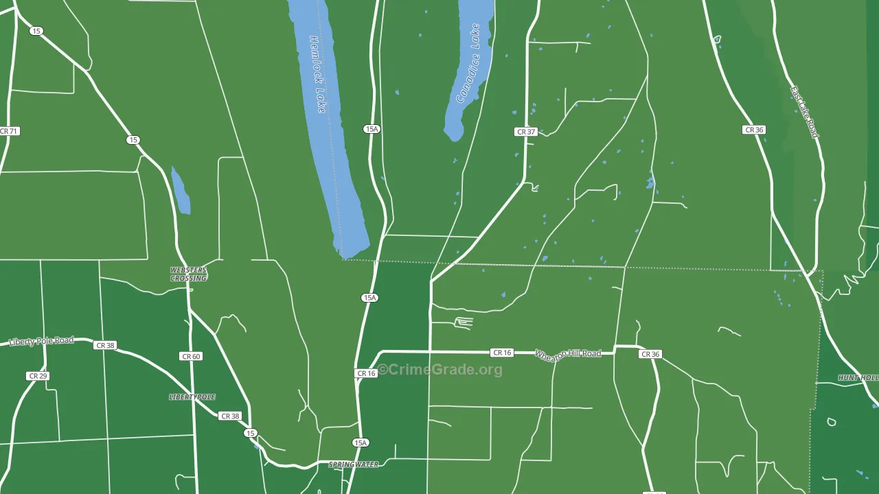 Springwater, NY Map of Vehicle Theft Rates