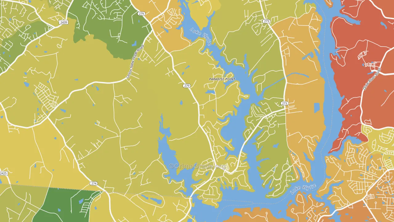 Springwood, NC Map of Vehicle Theft Rates