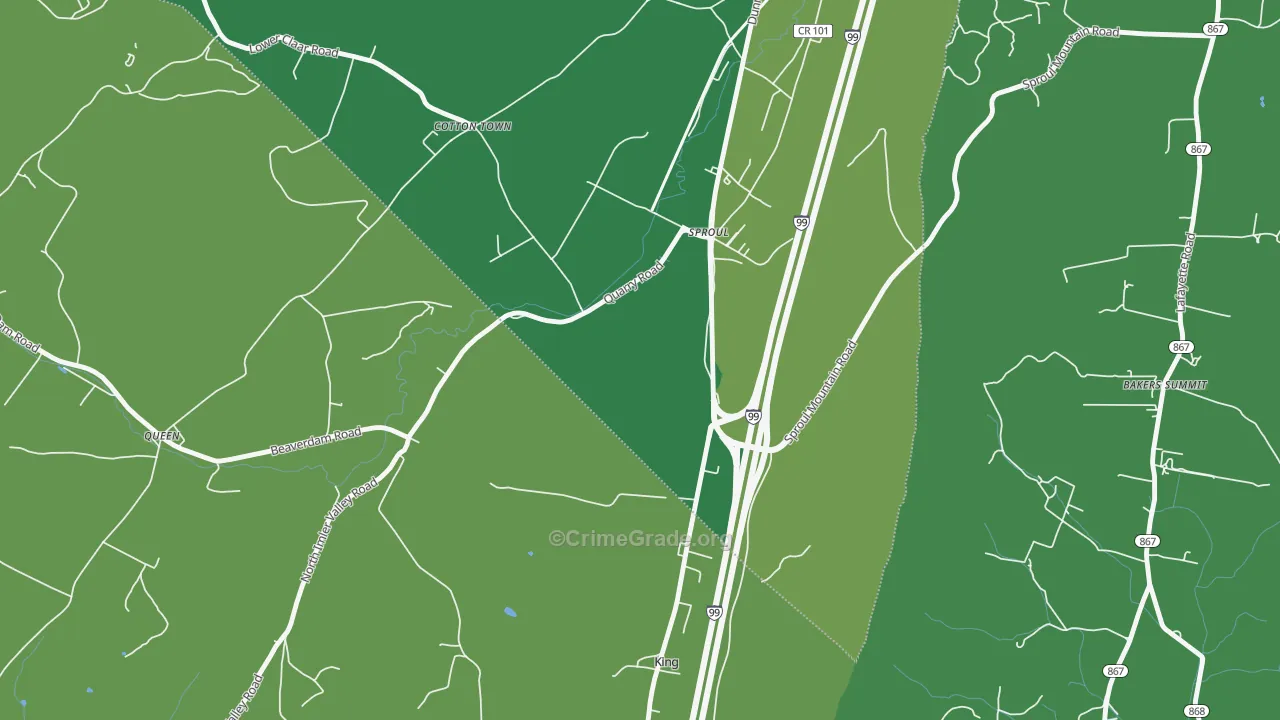Sproul, PA Map of Vehicle Theft Rates