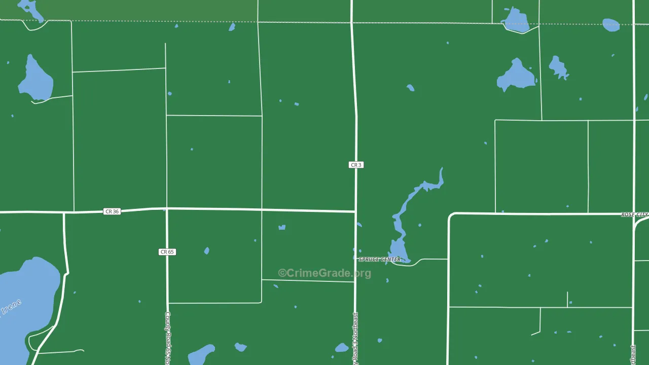 Spruce Center, MN Map of Vehicle Theft Rates