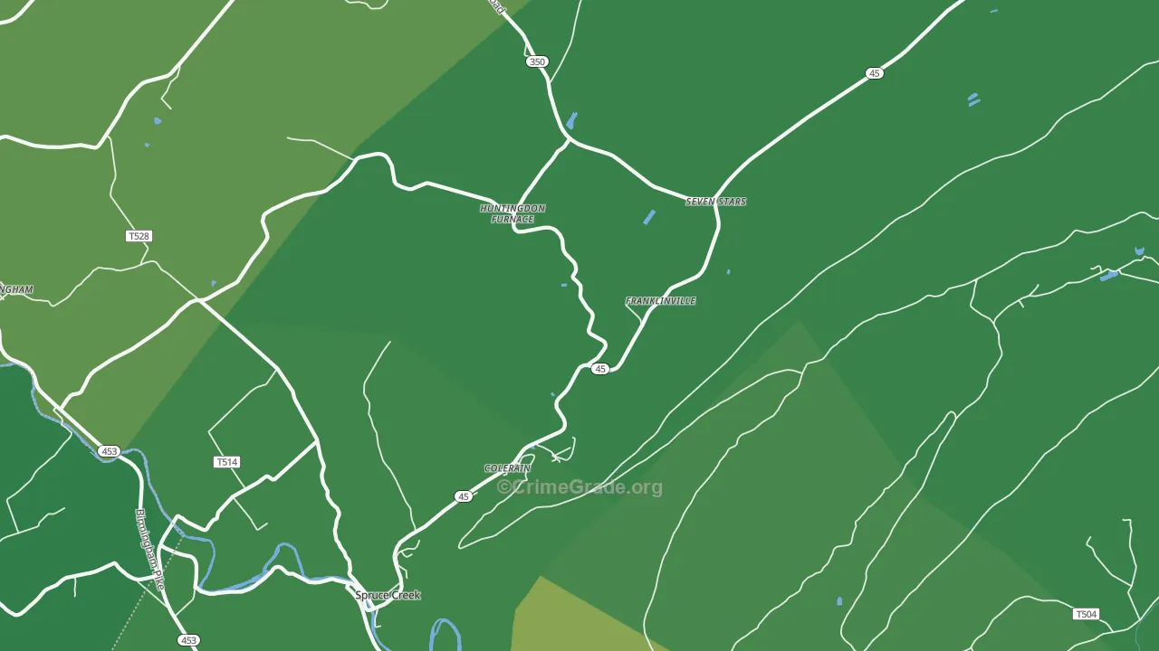 Spruce Creek, PA Map of Vehicle Theft Rates