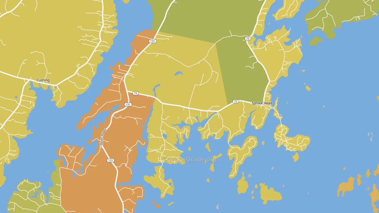Spruce Head, ME Map of Vehicle Theft Rates