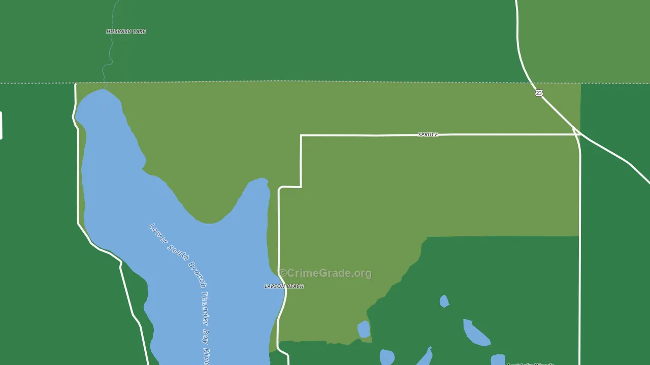 Spruce, MI Map of Vehicle Theft Rates