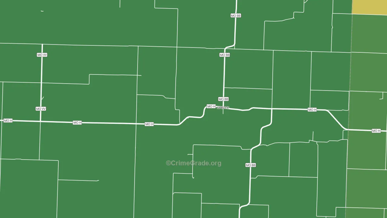 Spruce, MO Map of Vehicle Theft Rates