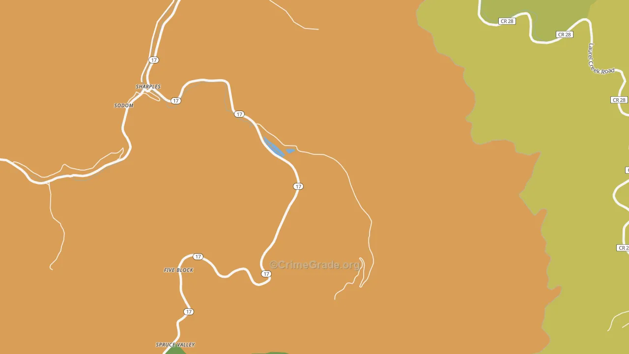Spruce Valley, WV Map of Vehicle Theft Rates