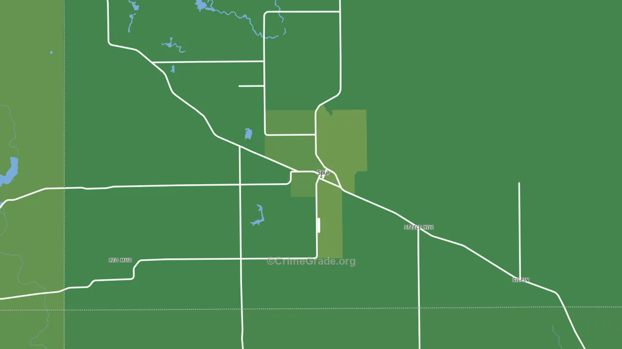 Spur, TX Map of Vehicle Theft Rates