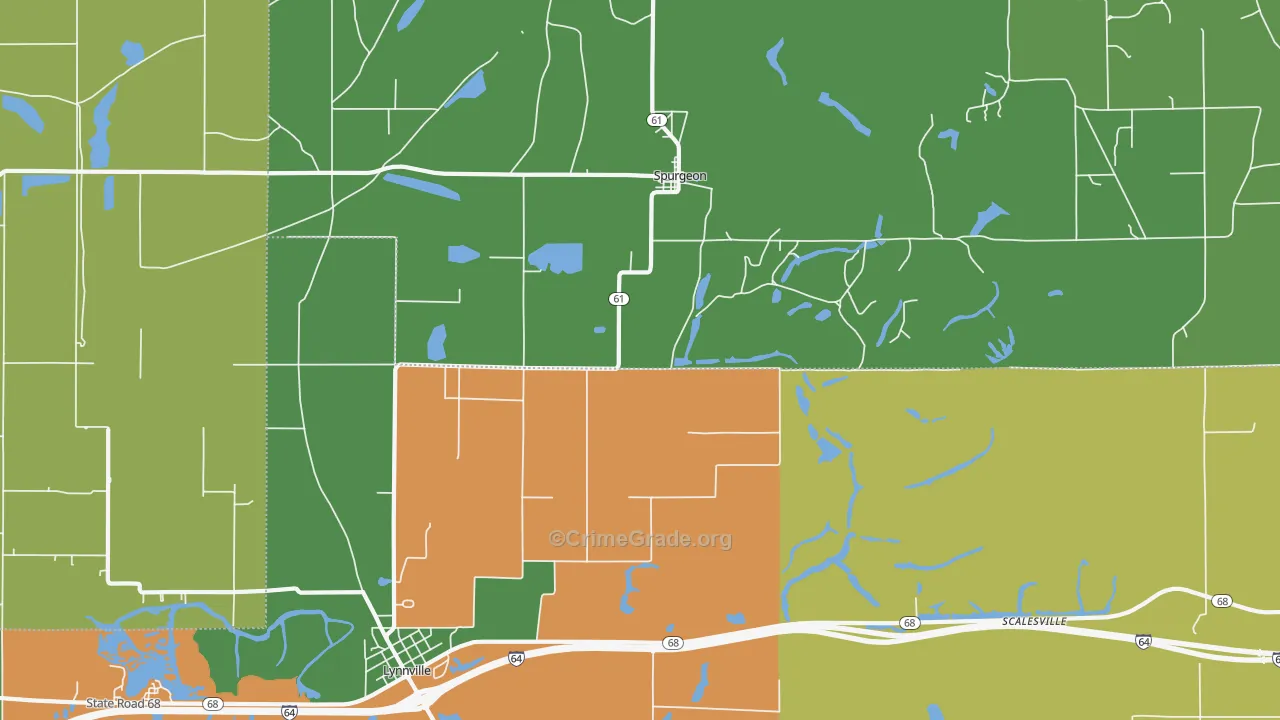Spurgeon, IN Map of Vehicle Theft Rates