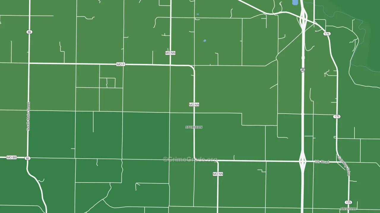 Spurgeon, MO Map of Vehicle Theft Rates