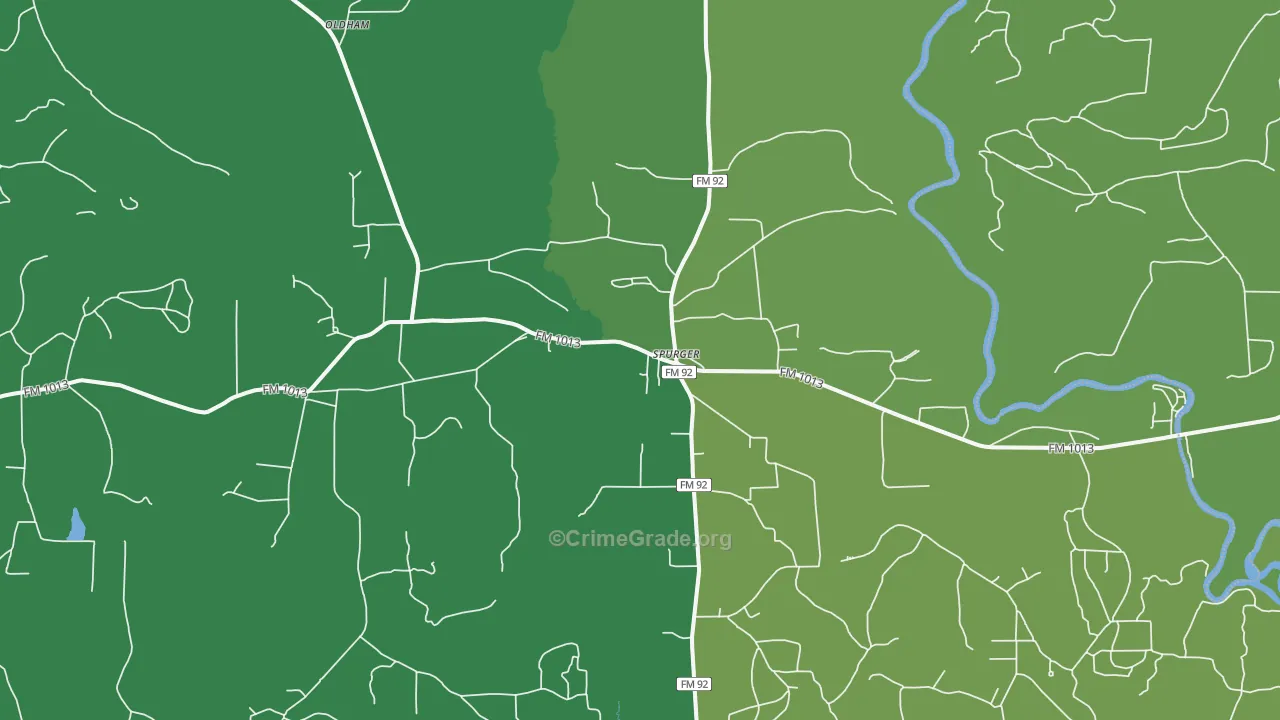 Spurger, TX Map of Vehicle Theft Rates