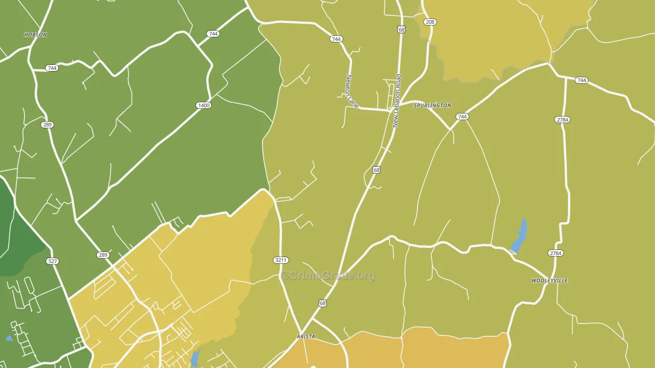Spurlington, KY Map of Vehicle Theft Rates