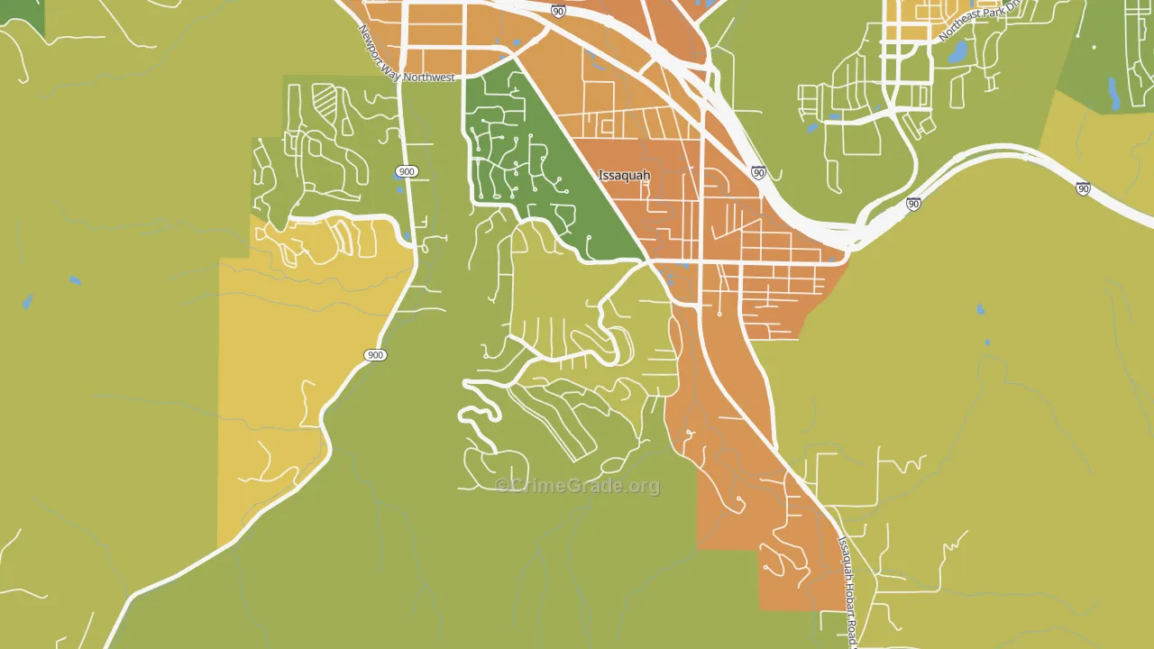 Squak Mountain, Issaquah, WA Map of Vehicle Theft Rates