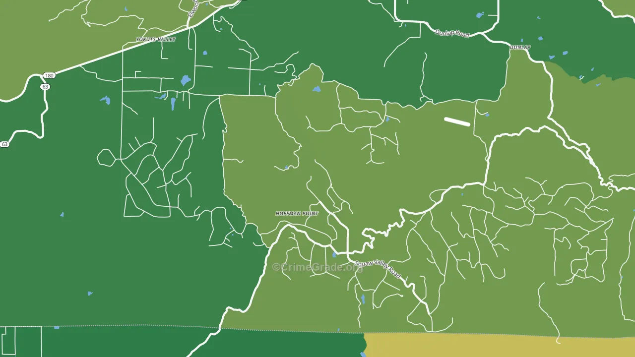 Squaw Valley, CA Map of Vehicle Theft Rates