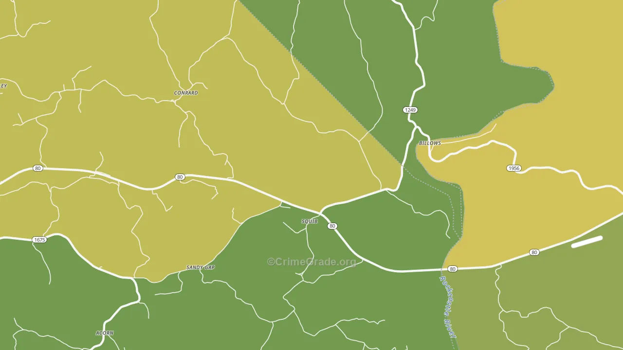 Squib, KY Map of Vehicle Theft Rates