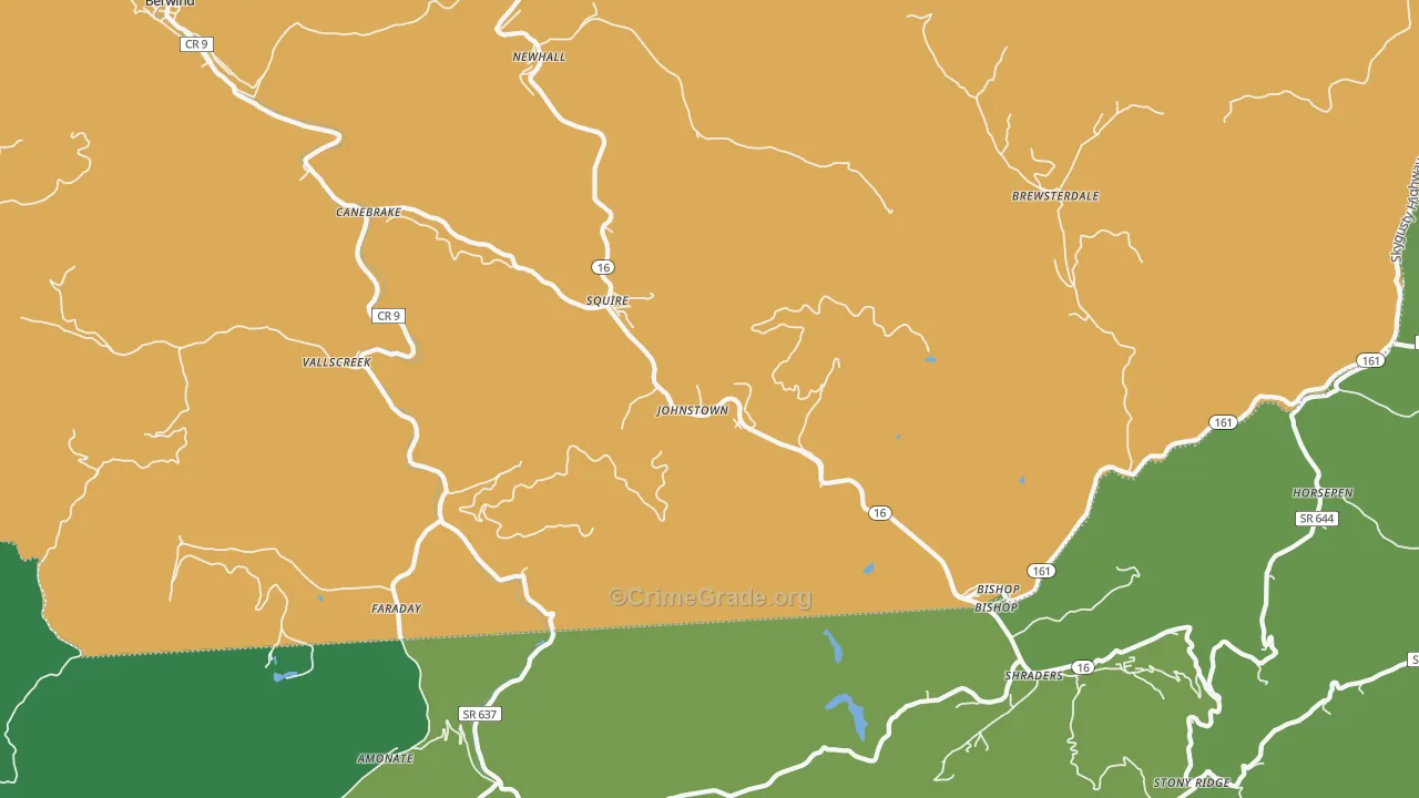 Squire, WV Map of Vehicle Theft Rates