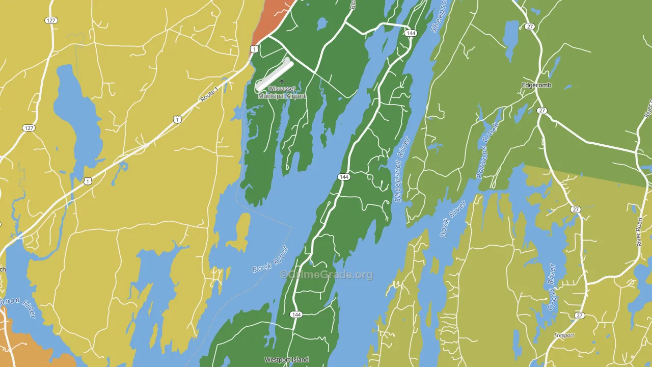 Squirrel Island, ME Map of Vehicle Theft Rates