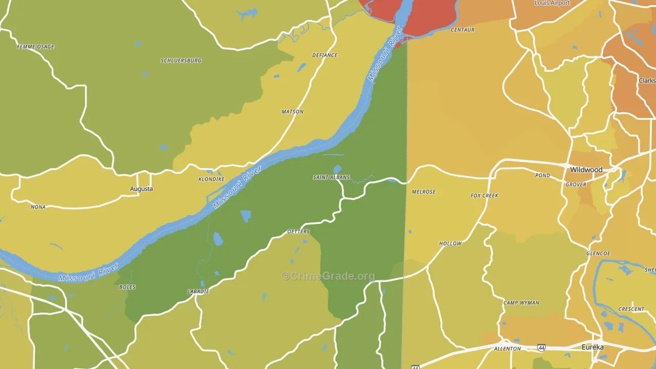 St. Albans, MO Map of Vehicle Theft Rates