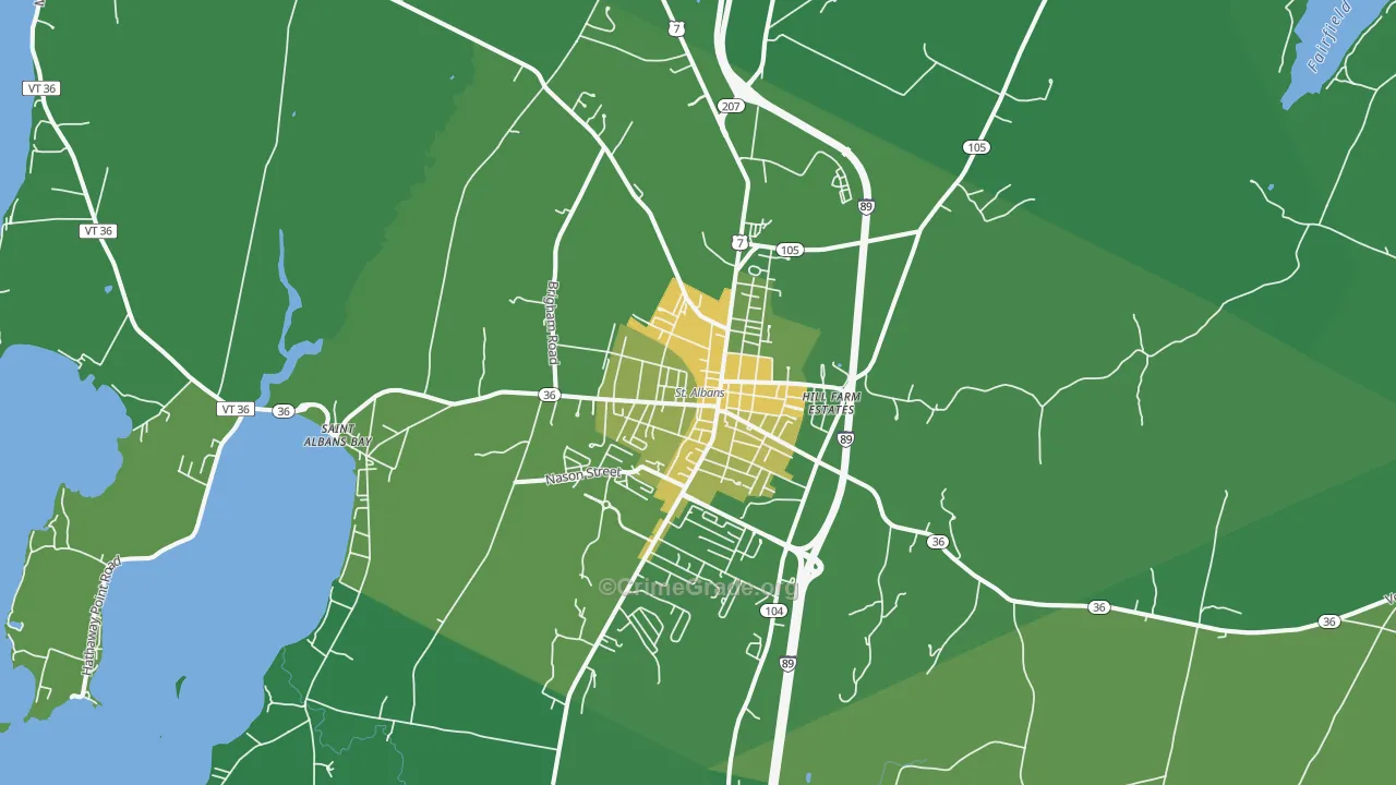 St. Albans, VT Map of Vehicle Theft Rates