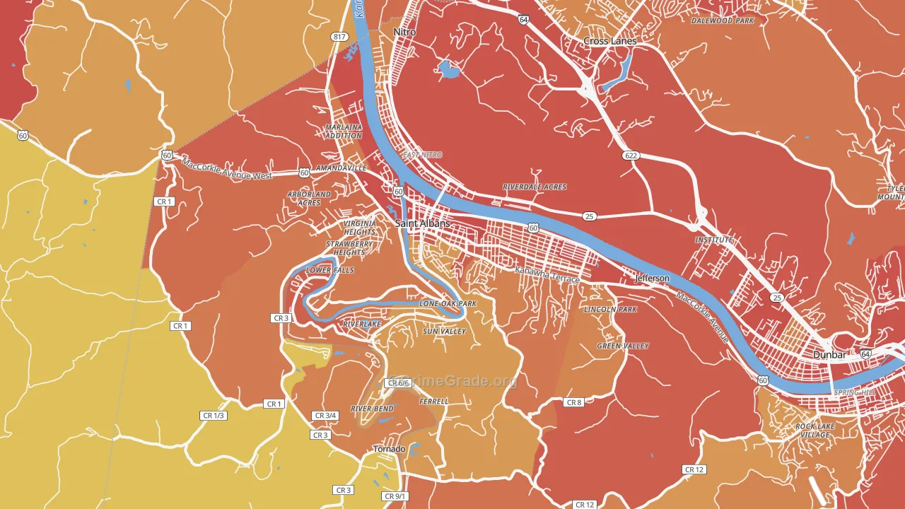 St. Albans, WV Map of Vehicle Theft Rates