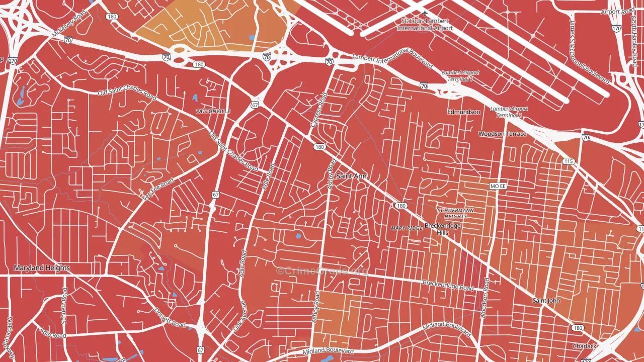 St. Ann, MO Map of Vehicle Theft Rates
