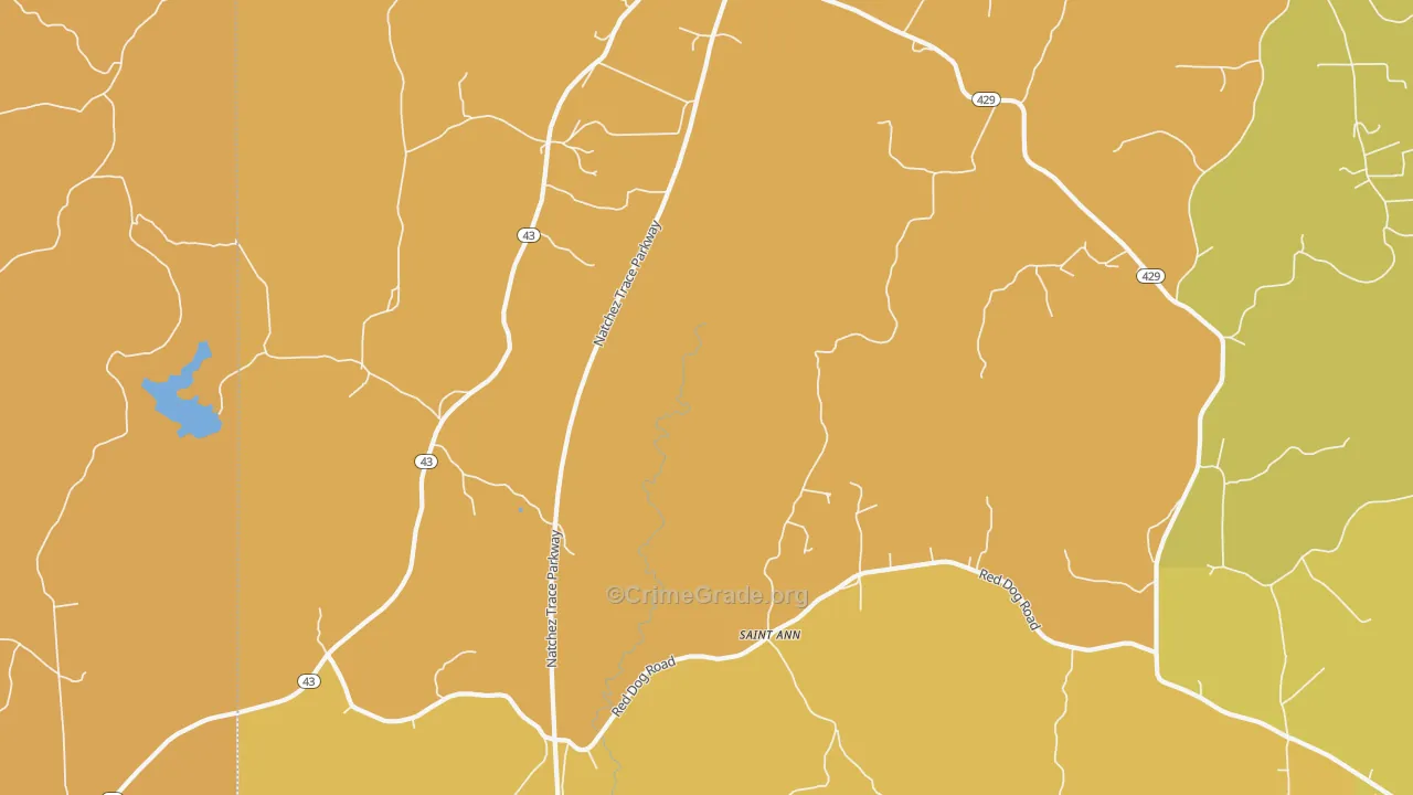 St. Ann, MS Map of Vehicle Theft Rates