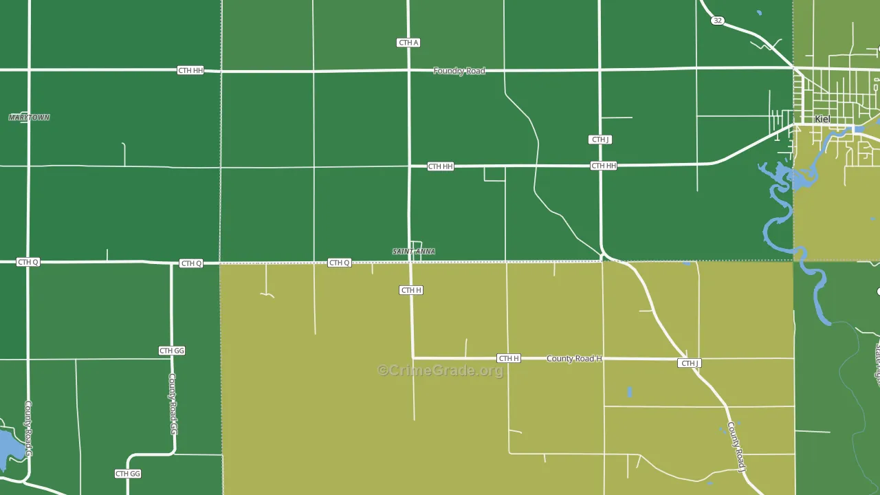 St. Anna, WI Map of Vehicle Theft Rates