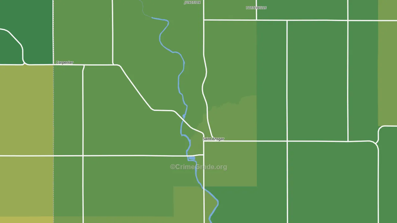 St. Ansgar, IA Map of Vehicle Theft Rates