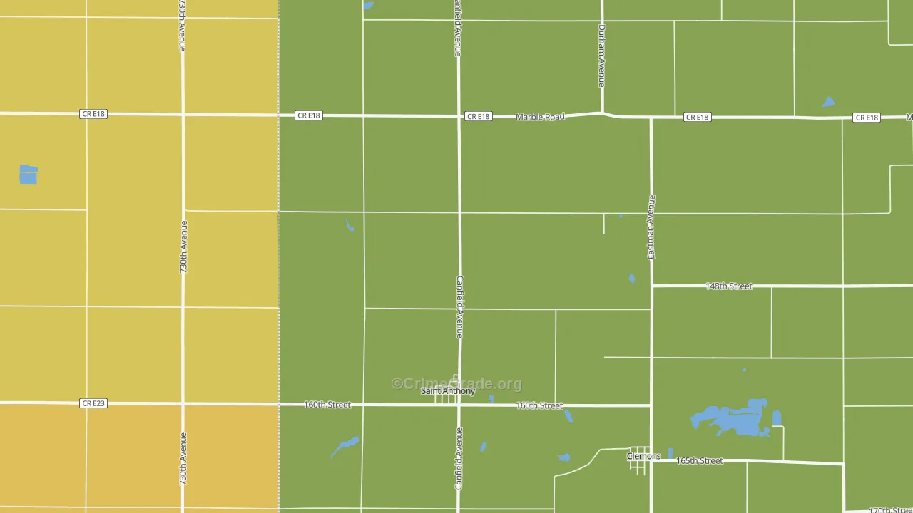 St. Anthony, IA Map of Vehicle Theft Rates
