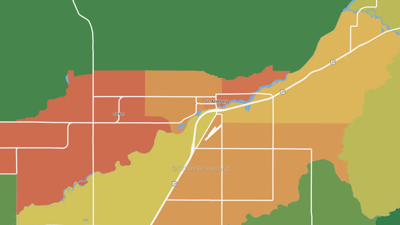 St. Anthony, ID Map of Vehicle Theft Rates