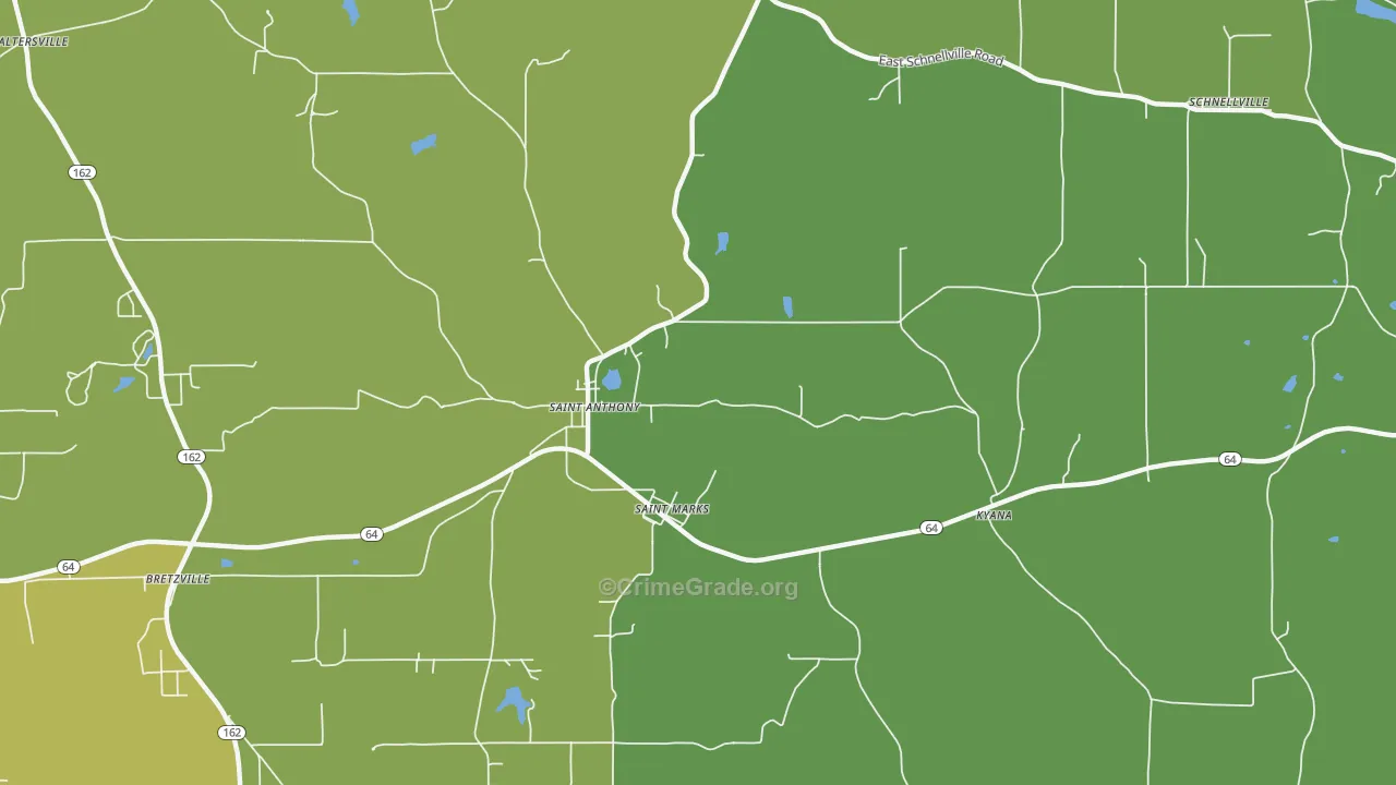 St. Anthony, IN Map of Vehicle Theft Rates