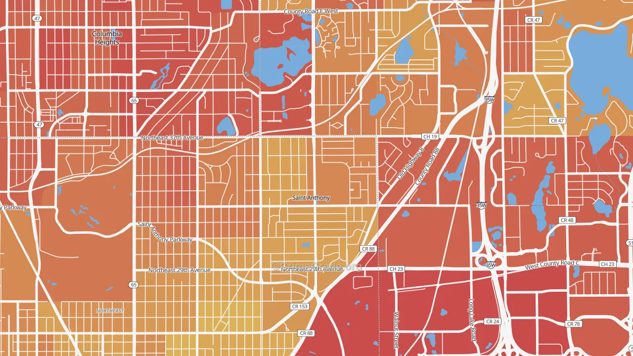St. Anthony, MN Map of Vehicle Theft Rates
