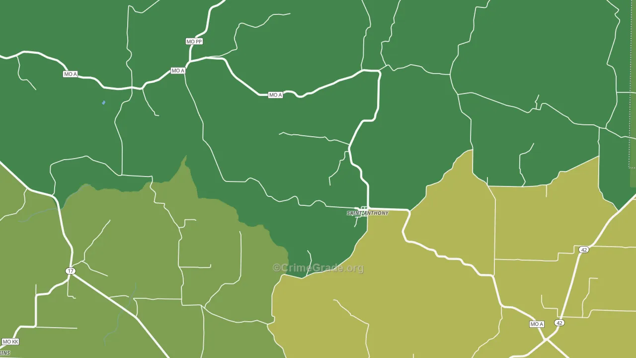 St. Anthony, MO Map of Vehicle Theft Rates