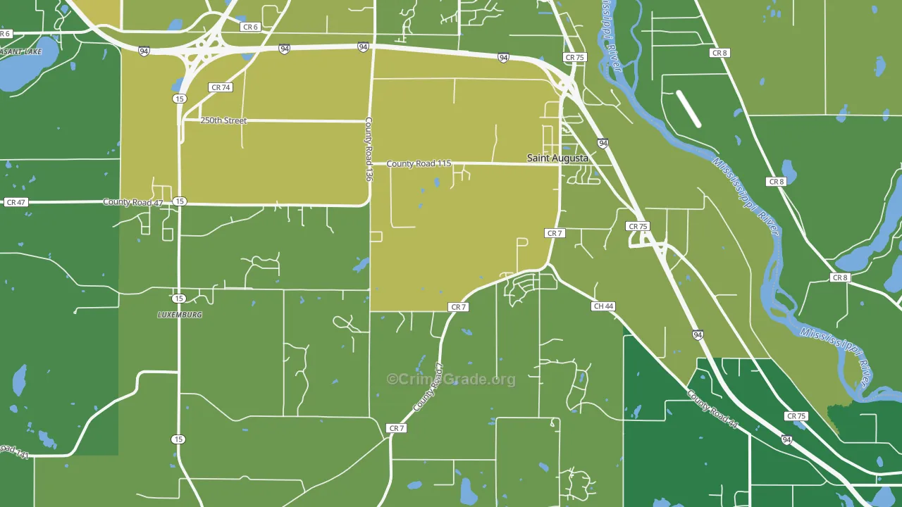St. Augusta, MN Map of Vehicle Theft Rates
