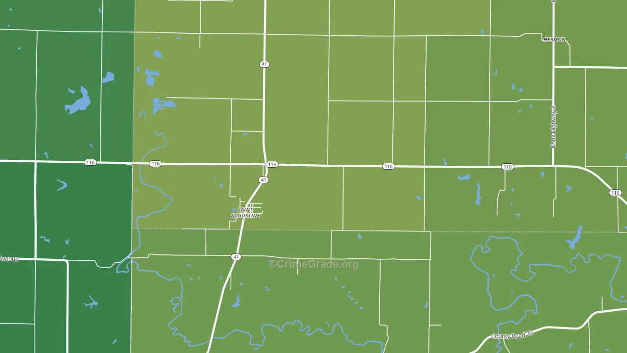 St. Augustine, IL Map of Vehicle Theft Rates