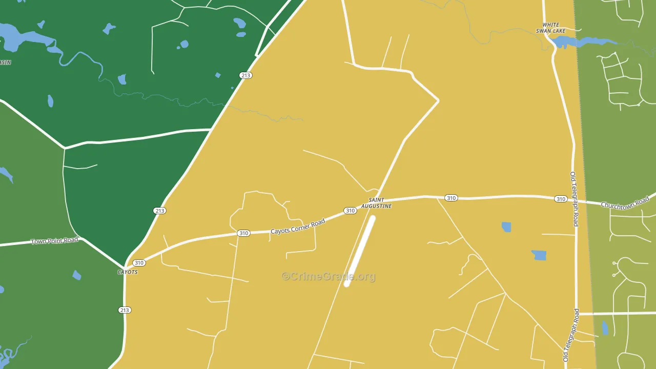 St. Augustine, MD Map of Vehicle Theft Rates