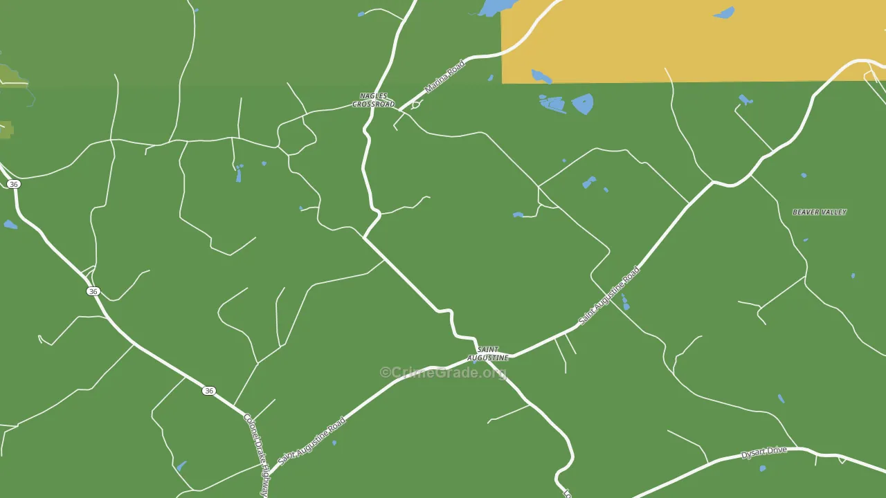 St. Augustine, PA Map of Vehicle Theft Rates