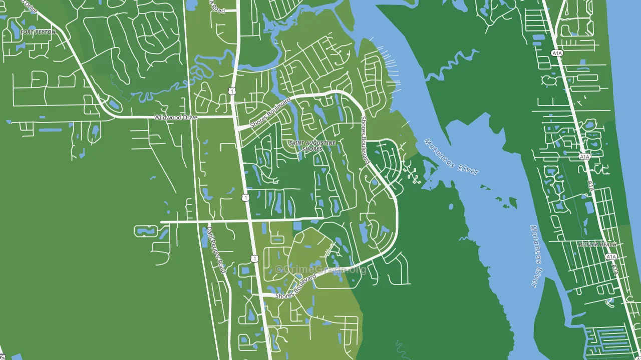 St. Augustine Shores, FL Map of Vehicle Theft Rates