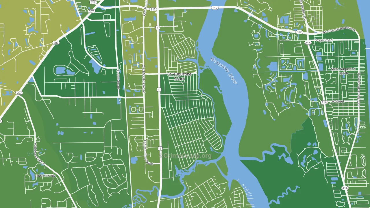 St. Augustine South, FL Map of Vehicle Theft Rates