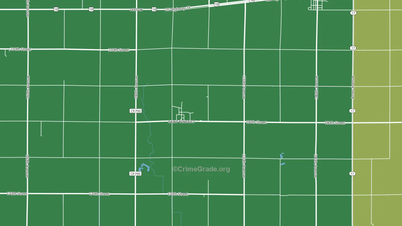 St. Benedict, IA Map of Vehicle Theft Rates