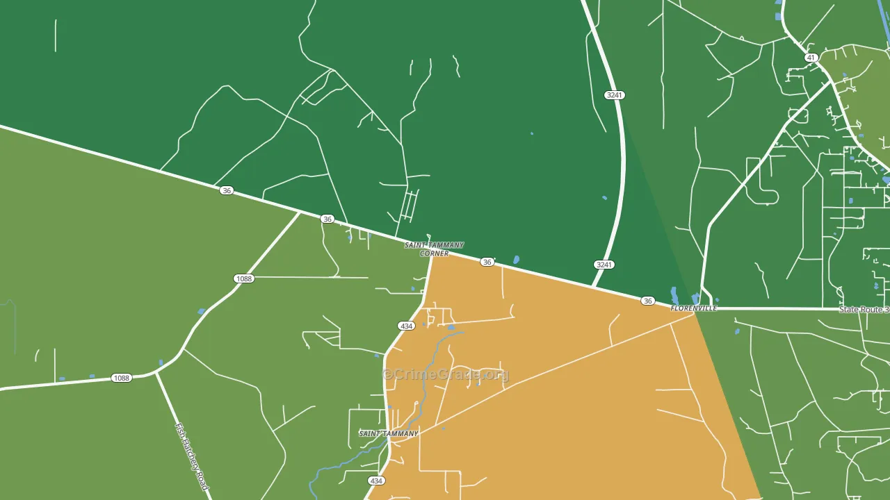 St. Benedict, LA Map of Vehicle Theft Rates