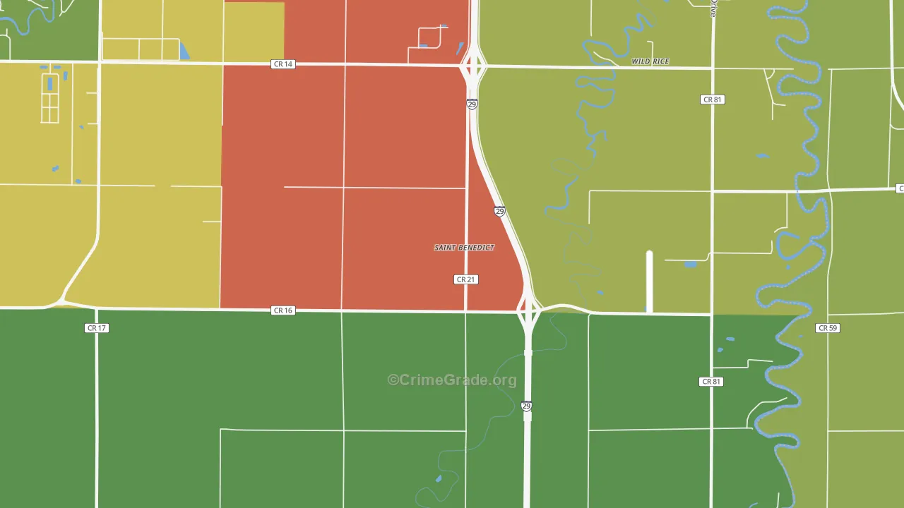 St. Benedict, ND Map of Vehicle Theft Rates
