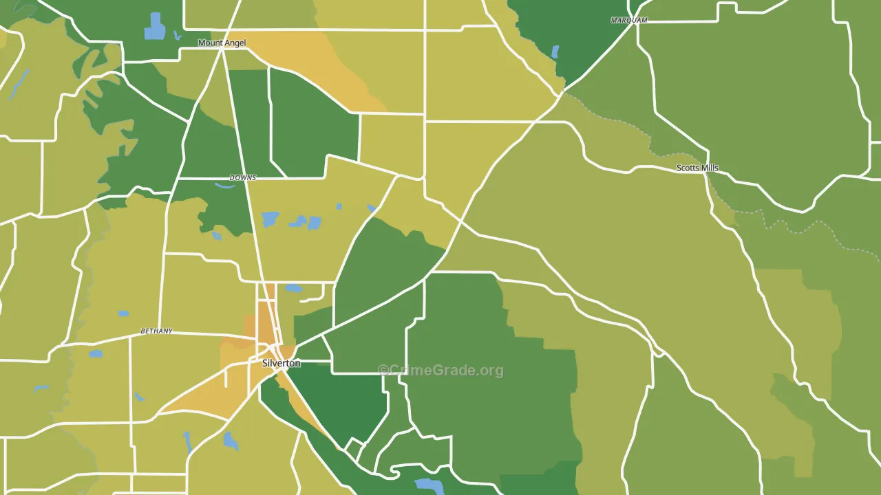 St. Benedict, OR Map of Vehicle Theft Rates