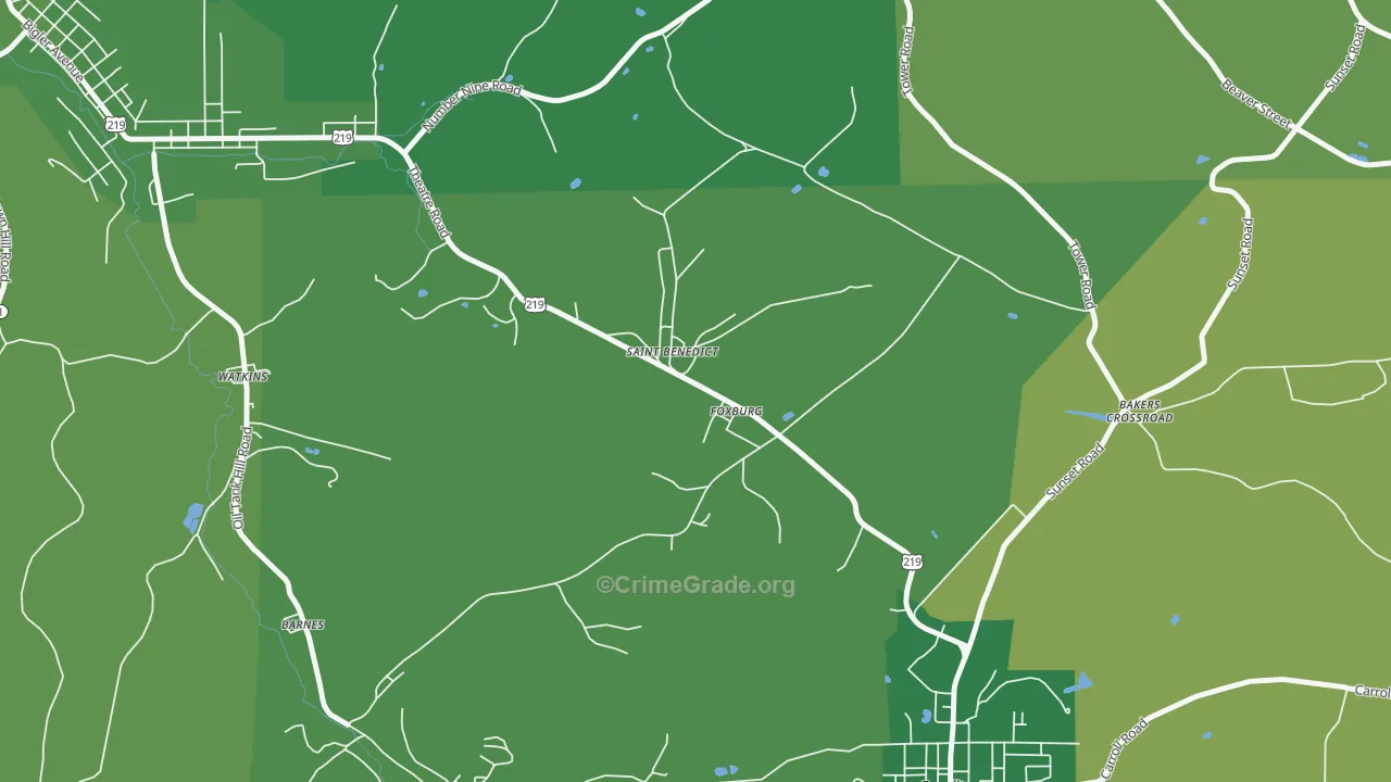 St. Benedict, PA Map of Vehicle Theft Rates