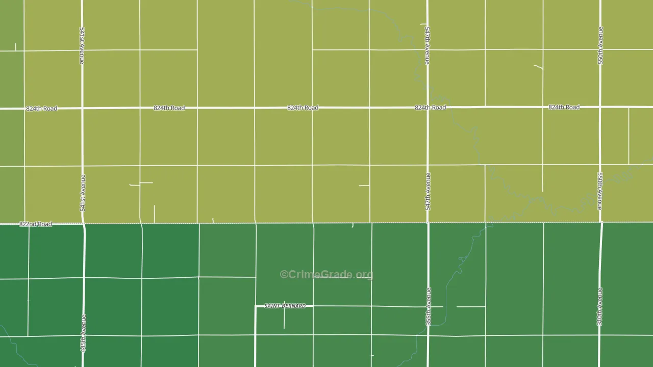 St. Bernard, NE Map of Vehicle Theft Rates