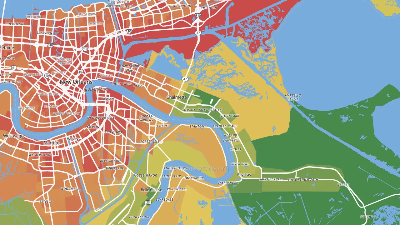 St. Bernard Parish, LA Map of Vehicle Theft Rates